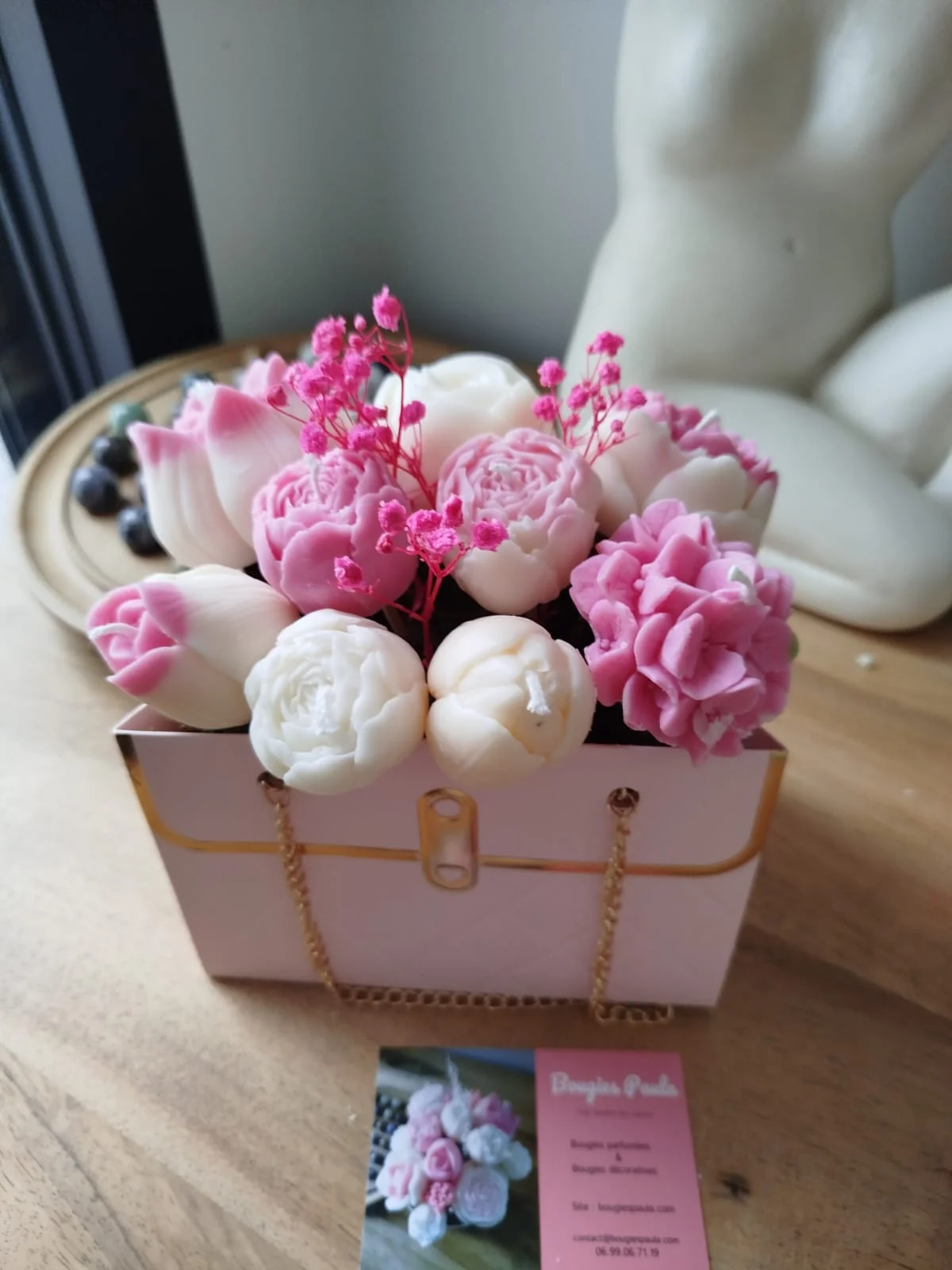 Bouquet de bougies roses girly.